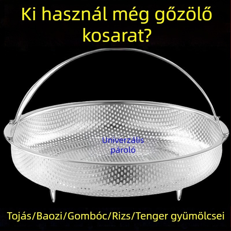 316 élelmiszer-minőségű rozsdamentes acél pároló rács, univerzális kör alakú párolókosár és tálca otthoni használatra, lefolyó kosár a gőzöléshez