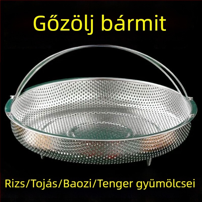 316 élelmiszer-minőségű rozsdamentes acél pároló rács, univerzális kör alakú párolókosár és tálca otthoni használatra, lefolyó kosár a gőzöléshez