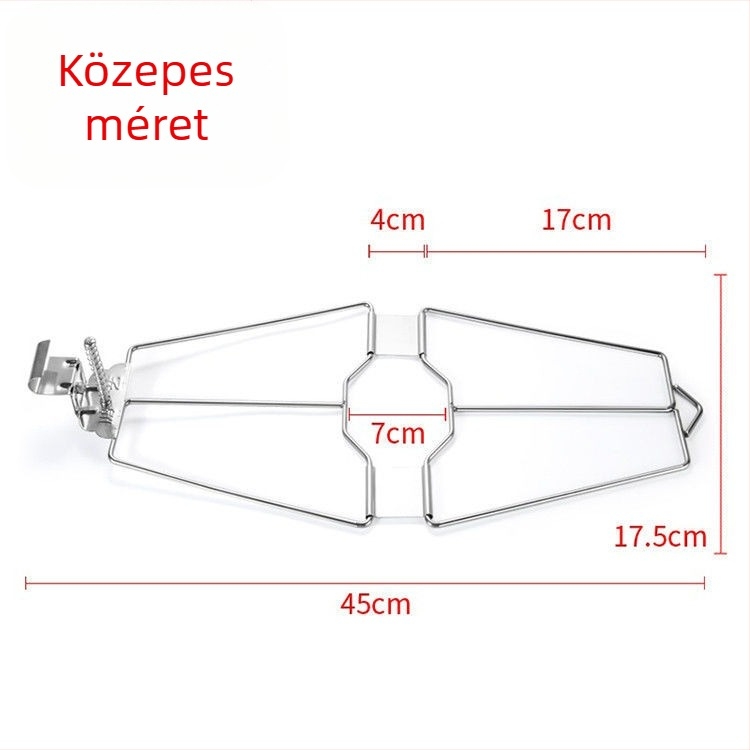 Rozsdamentes acélból készült extránagy kacsacsipesz roston sütéshez csavarokkal