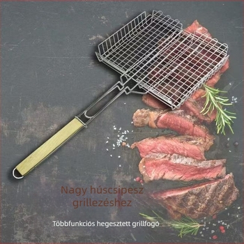 304 rozsdamentes acél, tapadásmentes grillháló hal és hús grillezéséhez, grill fogó, grillrács, kültéri barbecue eszközök