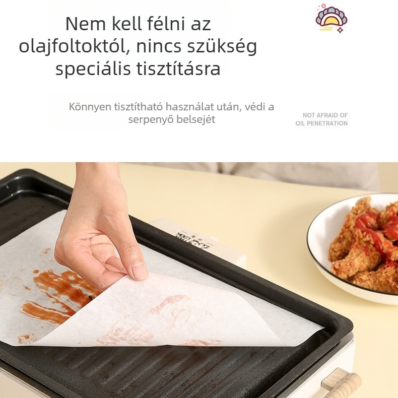 Szilikonos bevonat sütőpapír tepsikhez és grillhez, olajat felszívó papír