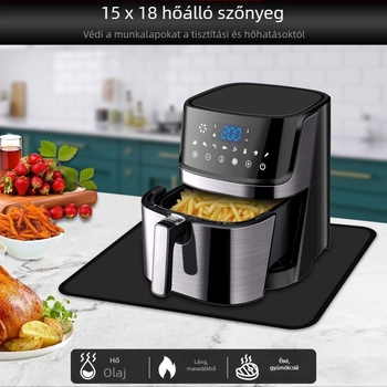 Konyhai hőálló szilikon szigetelő matrac, antiburn védelem air fryerhez, bárpultra és étkezőasztalhoz ideális, tűzálló és magas hőmérsékletet tűrő