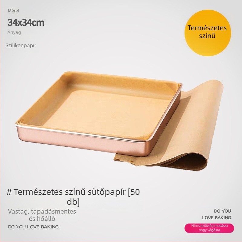 28 cm-es négyzetes sütőpapír olajfelszívó, szilikonos bevonattal, élelmiszer-minőségi, egyszer használatos