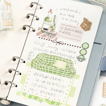 Letter Lover Die-Cut Washi Tape, Senna Evening Breeze sorozat — napló dekoráció illusztrációs mintával