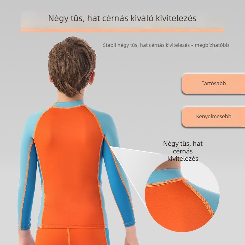 Gyerekeknek készült két részes neoprén búvárruha vízi sportokra: szörfözés, úszás, hajózás, snorkelzés, meleg és napvédelmi védelem