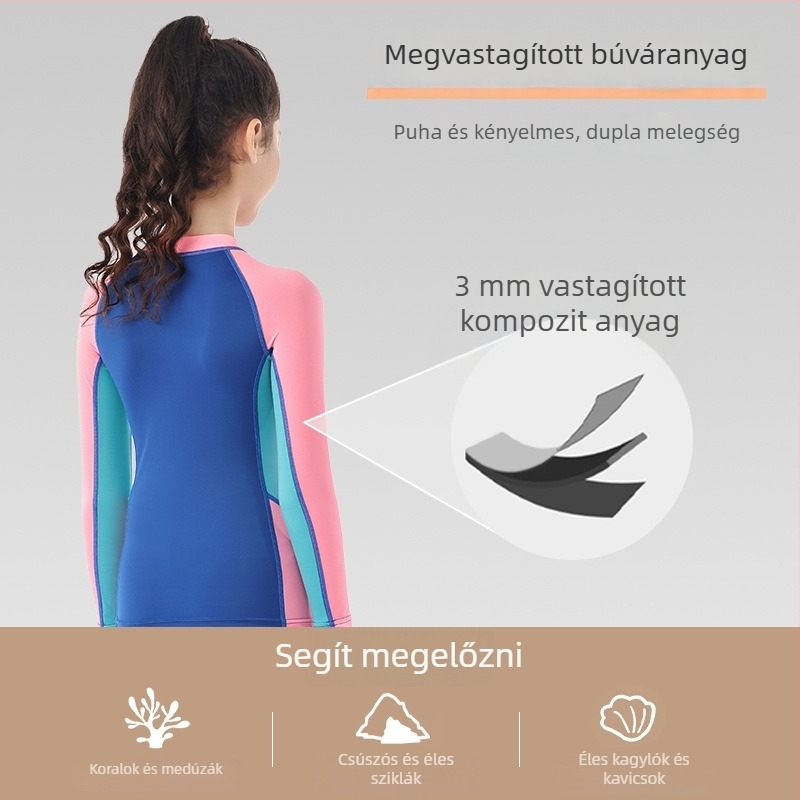 Gyerekeknek készült két részes neoprén búvárruha vízi sportokra: szörfözés, úszás, hajózás, snorkelzés, meleg és napvédelmi védelem
