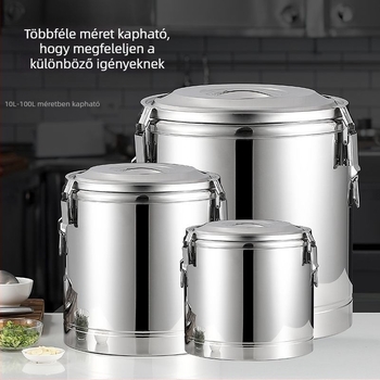 Élelmiszer-minőségű rozsdamentes acélból készült hőszigetelt tartály, nagy kapacitású, pultokra és menzákra, rizs- és szója tejhez