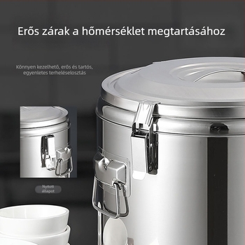 Élelmiszer-minőségű rozsdamentes acélból készült hőszigetelt tartály, nagy kapacitású, pultokra és menzákra, rizs- és szója tejhez