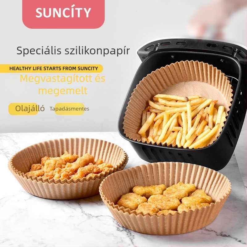 Légsütőhöz sütőpapír, élelmiszer-minőségű, kétoldalas szilikonos papír, olajfelszívó, sütéshez és sütőbe