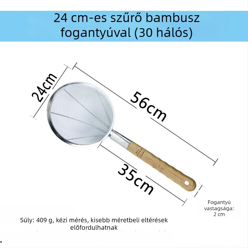 Nagy rozsdamentes acél konyhai szita finom hálóval