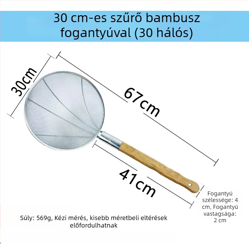 Nagy rozsdamentes acél konyhai szita finom hálóval