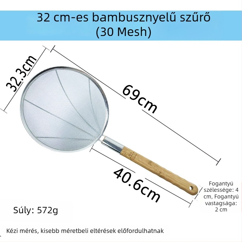 Nagy rozsdamentes acél konyhai szita finom hálóval