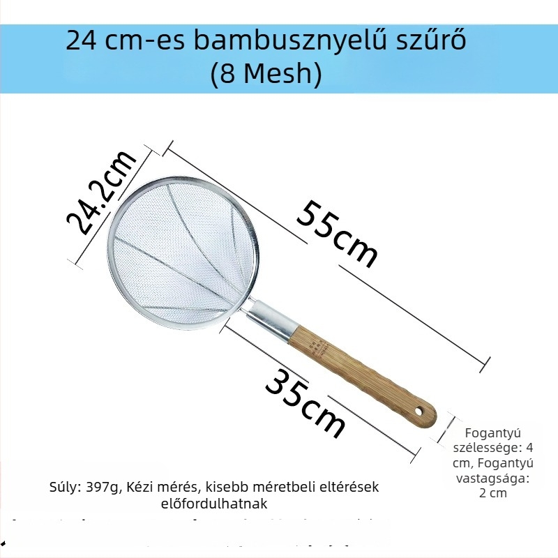 Nagy rozsdamentes acél konyhai szita finom hálóval
