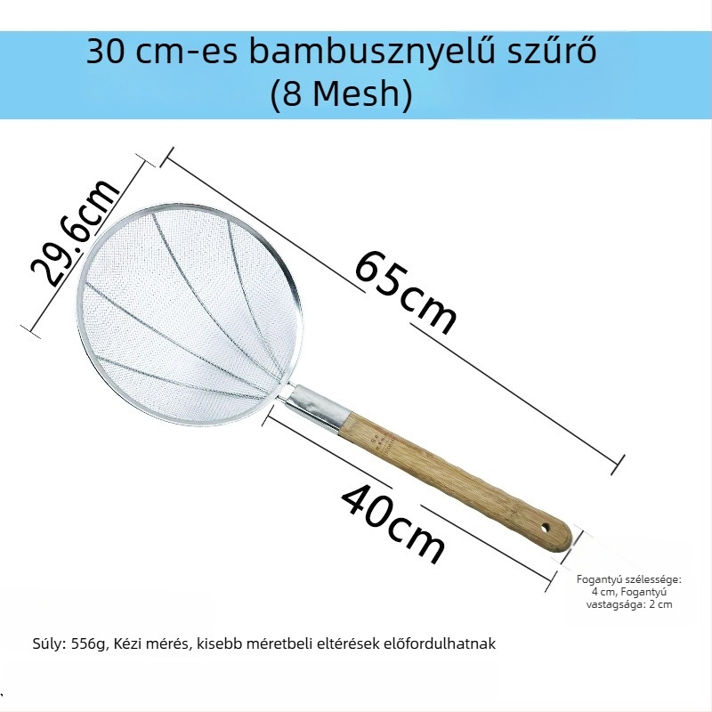 Nagy rozsdamentes acél konyhai szita finom hálóval