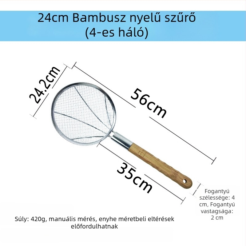 Nagy rozsdamentes acél konyhai szita finom hálóval