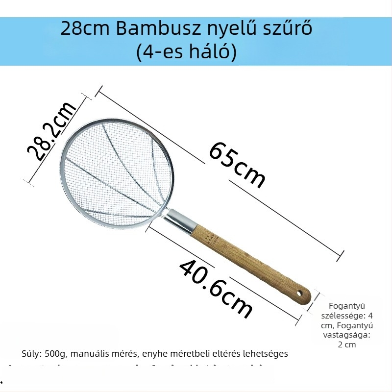 Nagy rozsdamentes acél konyhai szita finom hálóval