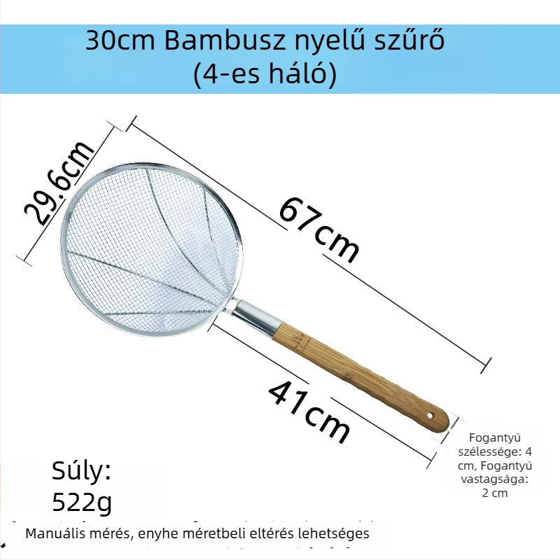 Nagy rozsdamentes acél konyhai szita finom hálóval