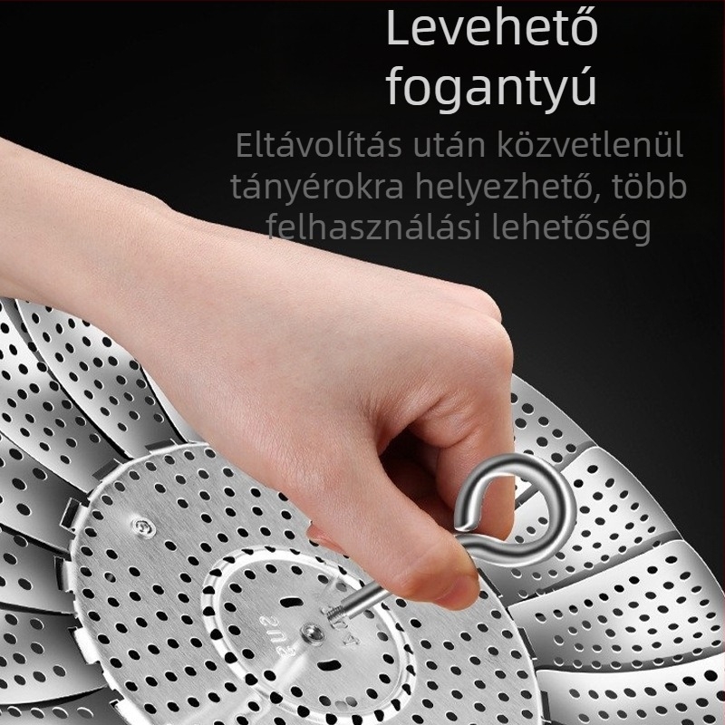 Összecsukható 304 rozsdamentes acél gőzölő állvány, konyhai gőzölő rács, vastagított, teleszkópos, többfunkciós