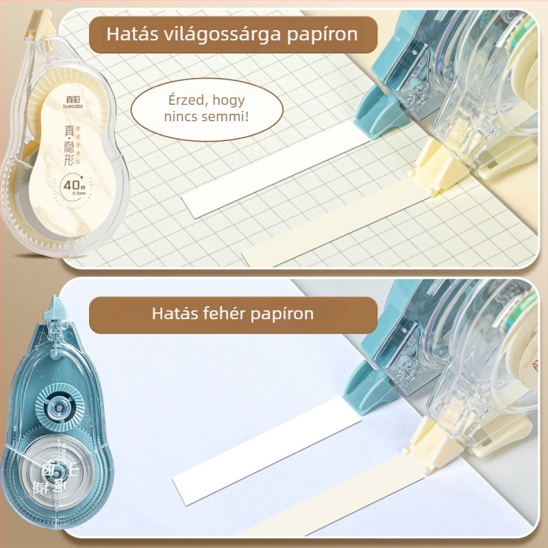 True Color láthatatlan korrigáló szalag, nagy kapacitású, eredeti papír színű, általános és középiskolások számára