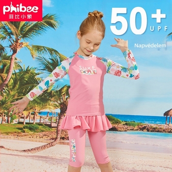 Phibee Phoebe Baby Elephant Gyerek- és női fürdőruha: hosszú ujjú, osztott modell, szoknyás fazon