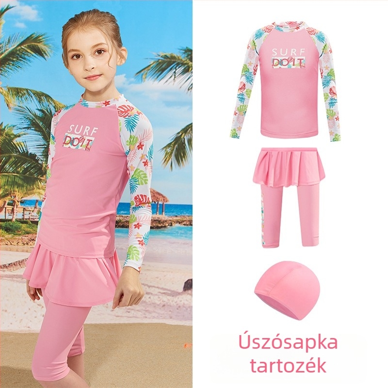 Phibee Phoebe Baby Elephant Gyerek- és női fürdőruha: hosszú ujjú, osztott modell, szoknyás fazon