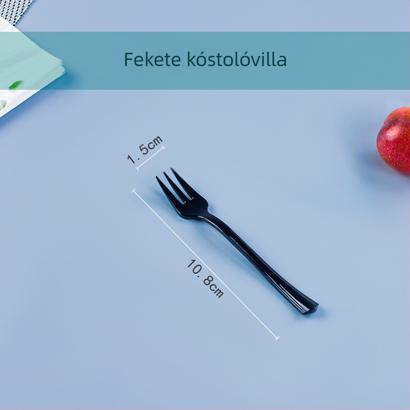 Megvastagított egyszer használatos evőeszközök: kés, villa és kanál, kemény műanyagból, nyugati stílusú evőeszközök hosszú nyéllel, egyedi csomagolásban