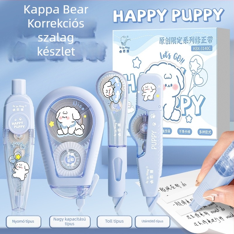 Kaba Bear korrigáló szalag készlet diákoknak – nagy kapacitás, elegáns megjelenés, zökkenőmentes működés, nem akad el, kapibara kiadás