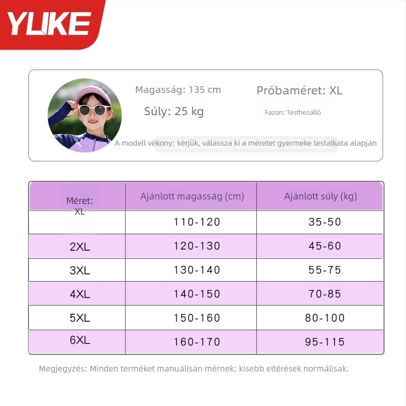 Lányoknak készült kétrészes fürdőruha, hosszú ujjú és hosszú nadrágos, UV védelem, egyszínű, 3–16 éveseknek