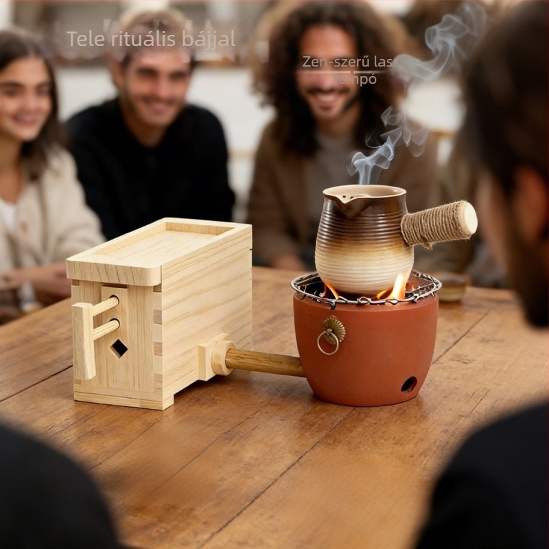 Fából készült mini kézi fúvóeszköz teázáshoz, fűtőalappal