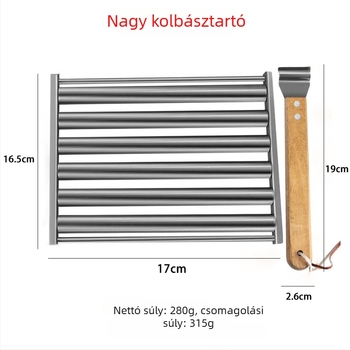 Leválasztható rozsdamentes acél görgős grillrács kolbászokhoz, kültéri BBQ-hoz, hordozható háztartási eszköz