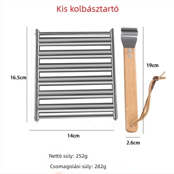 Leválasztható rozsdamentes acél görgős grillrács kolbászokhoz, kültéri BBQ-hoz, hordozható háztartási eszköz