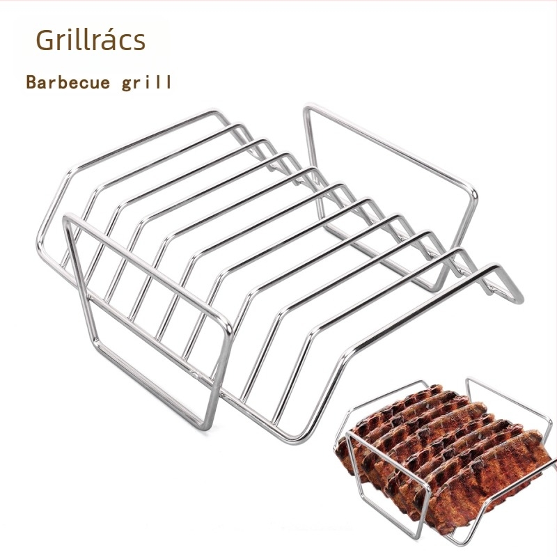 BBQ grillrács bordákhoz, báránybordákhoz, csirkéhez és steakhez – 304 rozsdamentes acél