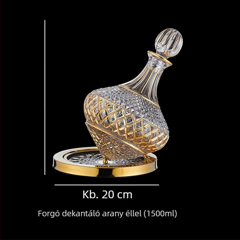 Kristályüveg boros decanter fedővel, gyémánt-stílusú, 1000 ml kapacitás