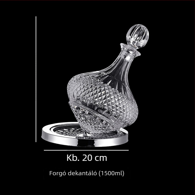 Kristályüveg boros decanter fedővel, gyémánt-stílusú, 1000 ml kapacitás