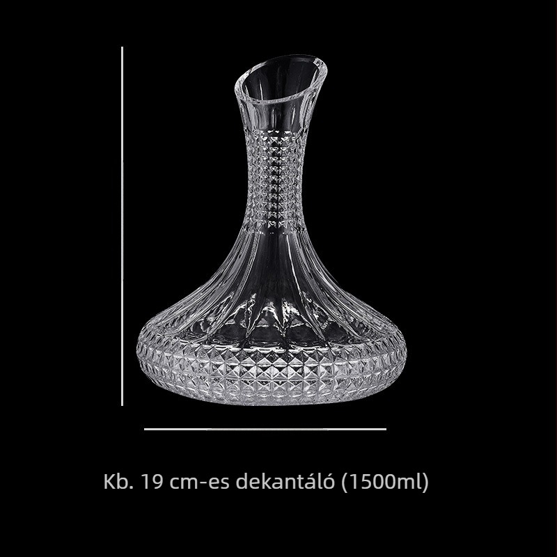 Kristályüveg boros decanter fedővel, gyémánt-stílusú, 1000 ml kapacitás
