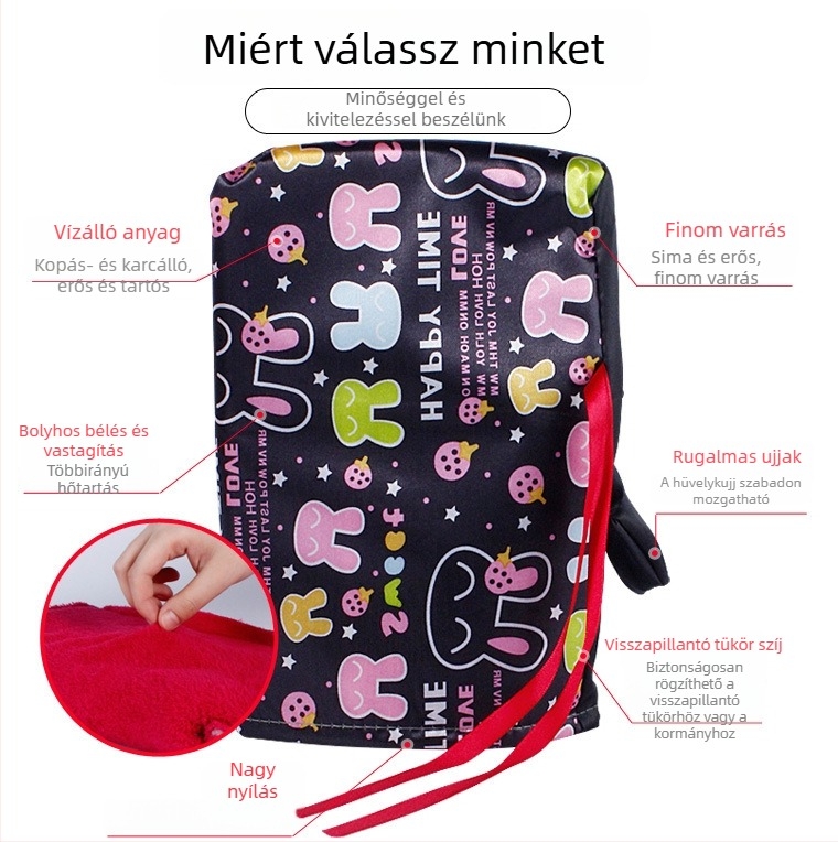 Téli motorkerékpár-kormányvédő kesztyűk fleece béléssel, szél- és vízálló