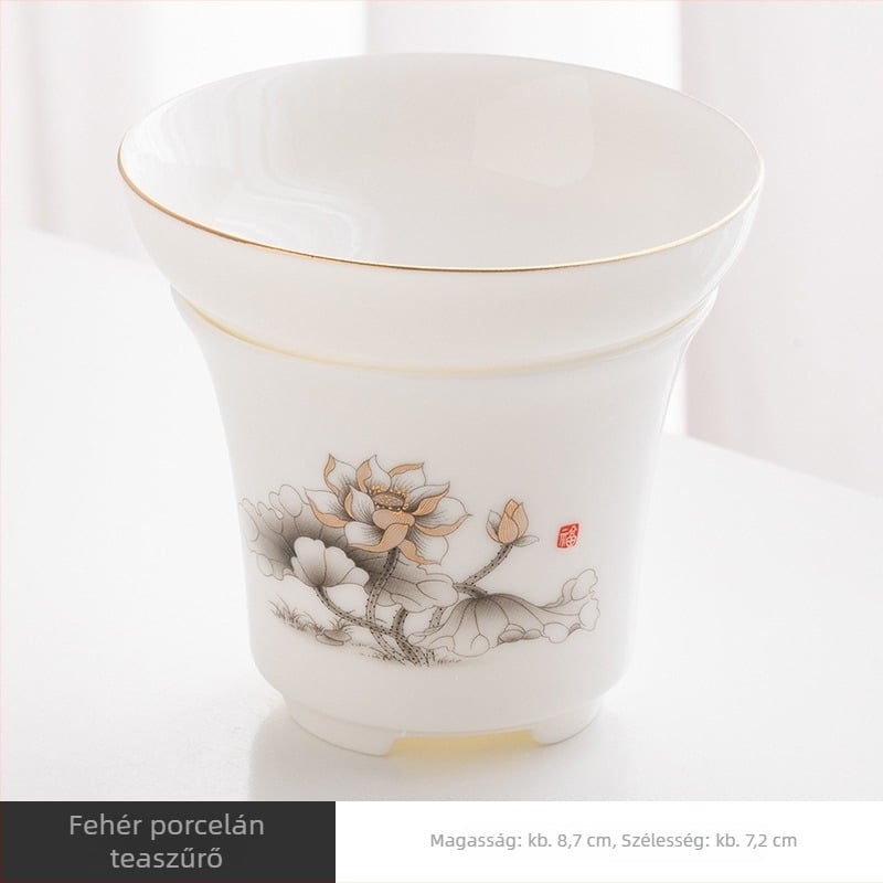 Fehér porcelán teafilter, kerámiából készült, otthoni használatra, Kung Fu teáskészlet