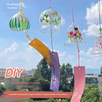 Japán-stílusú átlátszó üvegből készült harang DIY készlet, festett dizájnnal