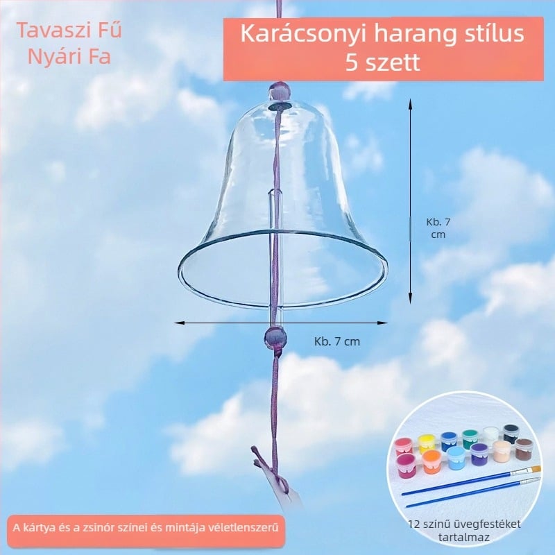 Japán-stílusú átlátszó üvegből készült harang DIY készlet, festett dizájnnal