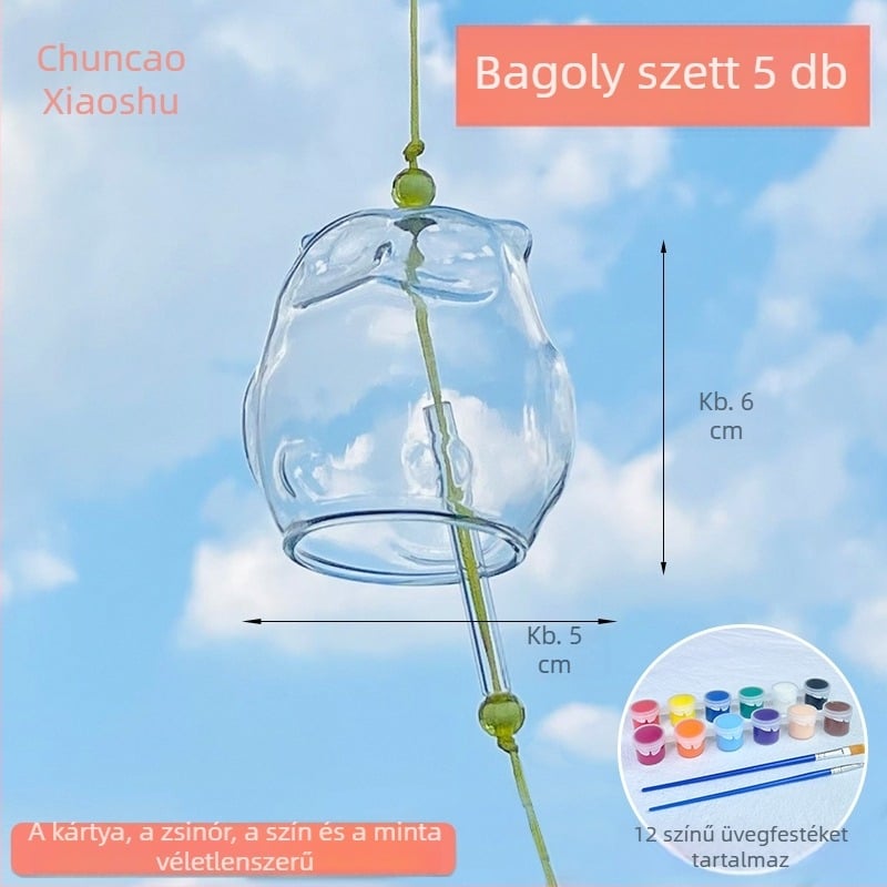 Japán-stílusú átlátszó üvegből készült harang DIY készlet, festett dizájnnal