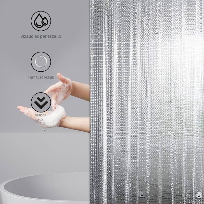 Modern minimalista 3D macskaszem, vastagított PEVA matt zuhanyfüggöny, többfunkciós fürdőszobai válaszfal