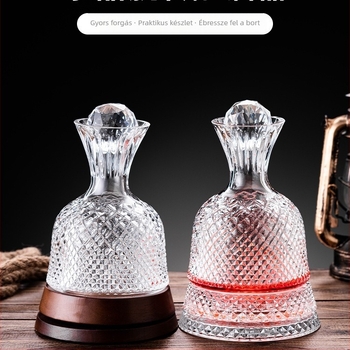 Üvegből készült forgó borkiöntő fedővel, fényűző retro dizájn, 1000 ml