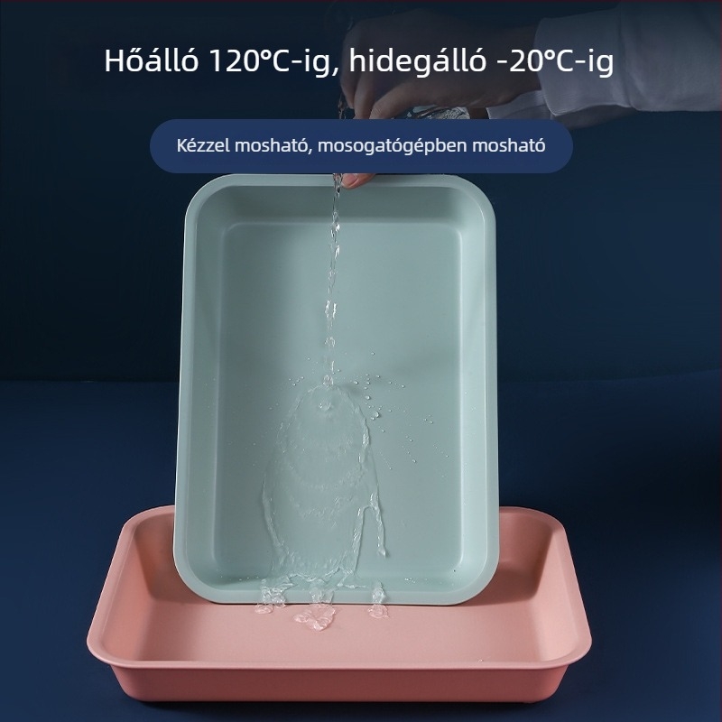 Műanyag téglalap alakú tál teáscsészékhez és teáskannához – mély tároló tál és gyümölcstál