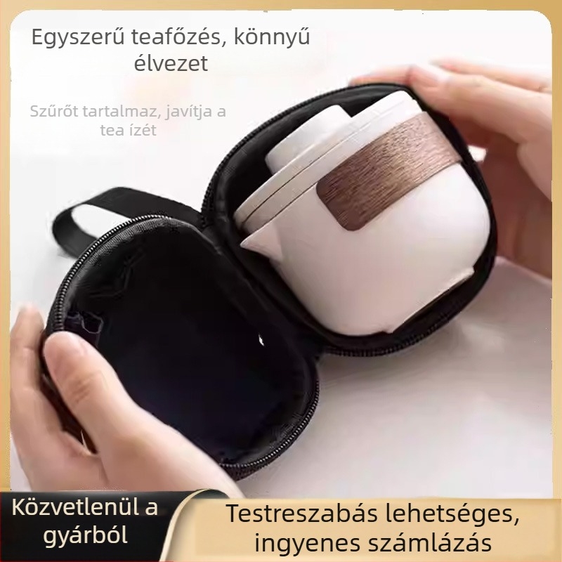 Hordozható teás készlet utazáshoz, kültéri kempingezéshez és otthoni használatra – teáskanna és csészék