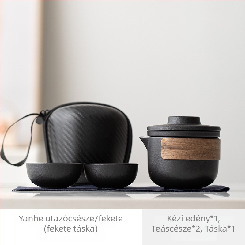 Hordozható teás készlet utazáshoz, kültéri kempingezéshez és otthoni használatra – teáskanna és csészék
