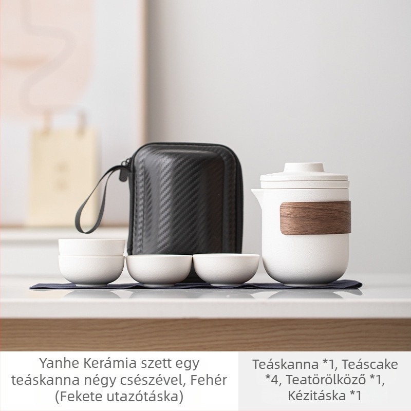 Hordozható teás készlet utazáshoz, kültéri kempingezéshez és otthoni használatra – teáskanna és csészék