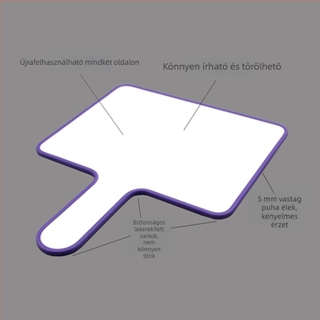 Kézben tartható dupla oldalú fehér tábla osztályteremhez, törölhető írásfelület, méret 15×20 cm
