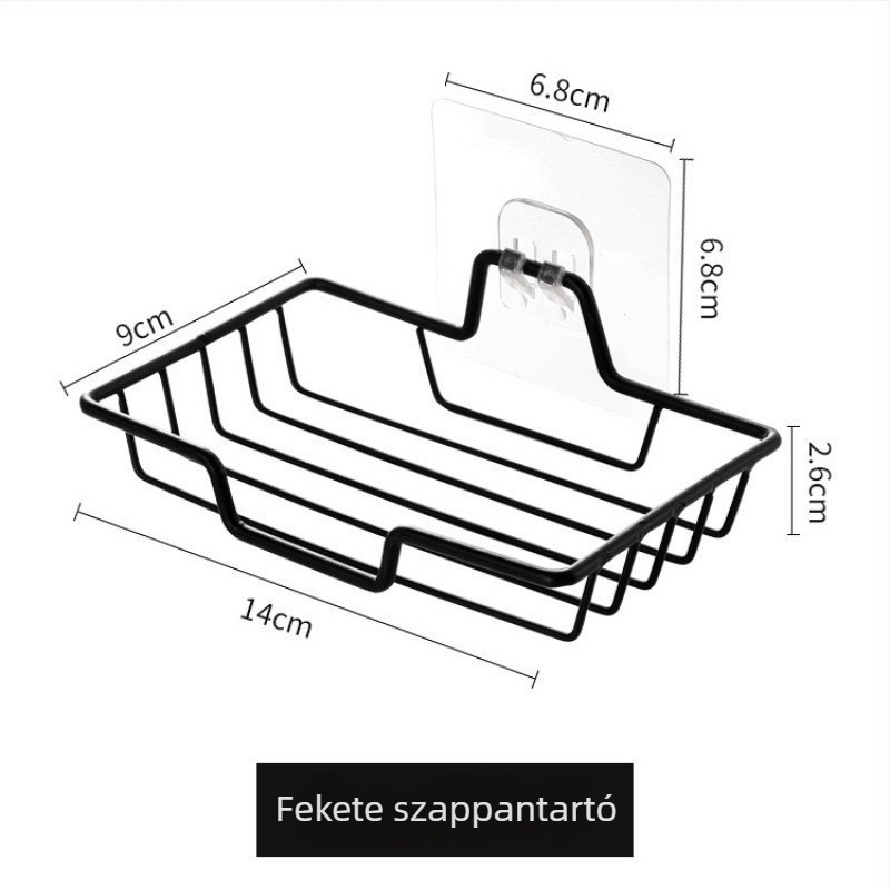 Fúrás nélküli, megerősített rozsdamentes acél szappanállvány öntapadós szereléssel a fürdőszobába — nyom nélkül, vastagított kivitel