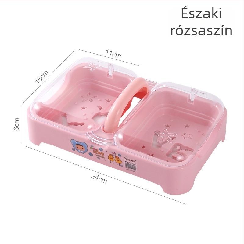 Kreatív szappontartó fedéllel, dupla rekesz és leeresztéssel, háztartási használatra, két az egyben