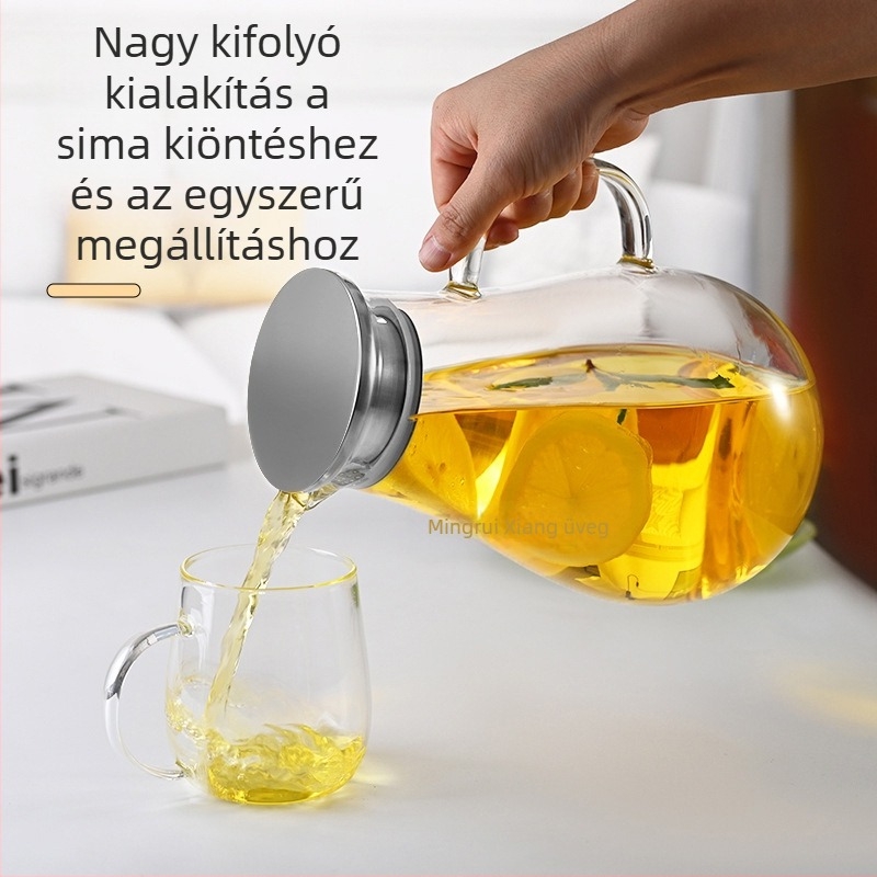 Üvegből készült hidegvíz készlet teáskannával és poharakkal – magas hőállóság, nagy kapacitás, otthoni használatra